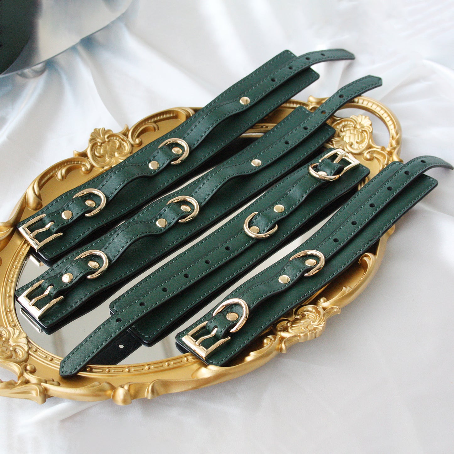 Pure Green Handcrafted Vegan PU Leather BDSM Bondage Set 6-Piece