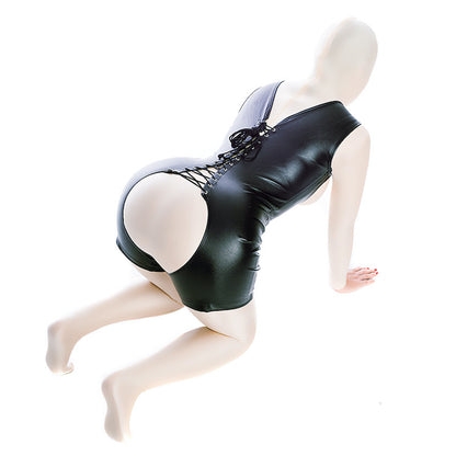 Seductive PU Leather Open-Bust Bondage Bodysuit 60-85kg Available