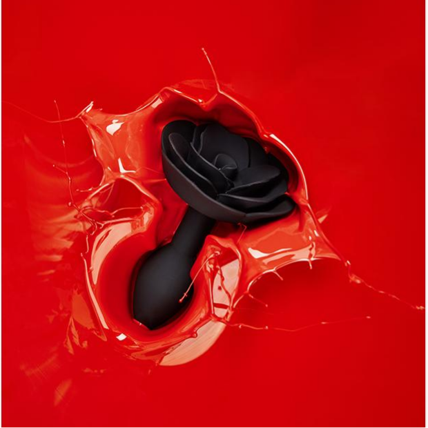 Lovely Open Rose Silicone Butt Plug Red/Black