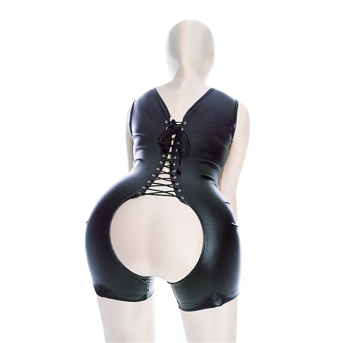 Seductive PU Leather Open-Bust Bondage Bodysuit 60-85kg Available