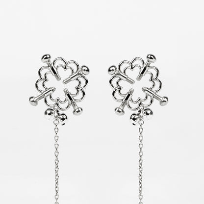 4-Point Press Nipple Clamps with Chain & Bells, Nipple Grips