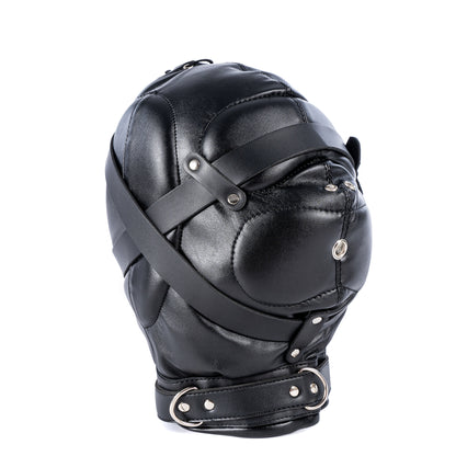 BDSM Fetish Full Head Restraint Slave Cushion Mask - Black/Red