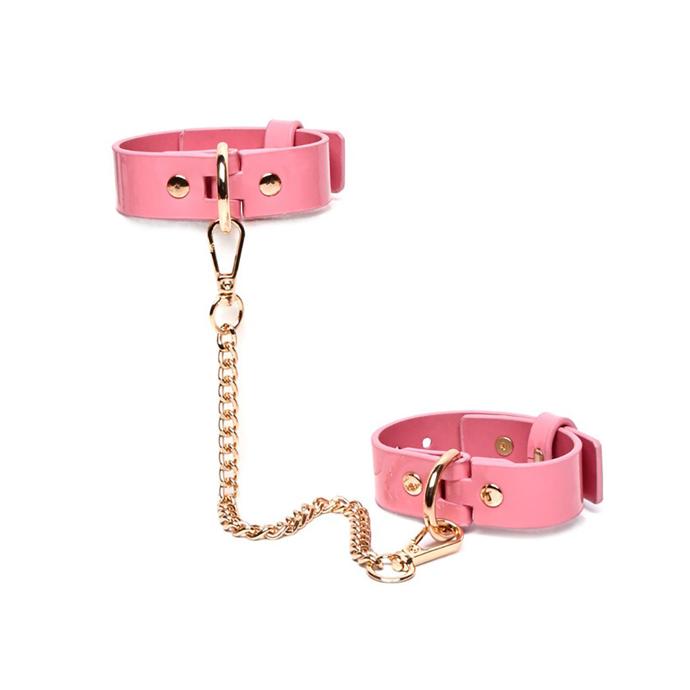 Glamorous Pink 5-Piece Bondage Set – Collar, Cuffs & Leash for Sweet Submission