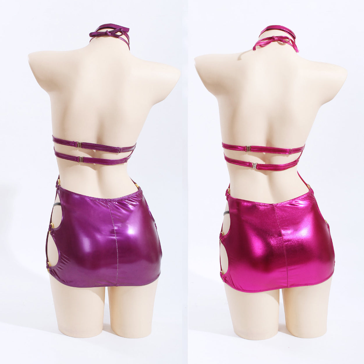 Sato Kuki Ntr Kanolo Mizuki Cosplay Glossy Purple Mini Dress【Waimengshe】