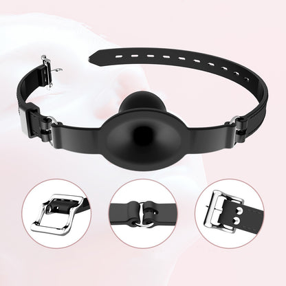 Adjustable Forced Opening-mouth Silicone Gag with Breathing Hole