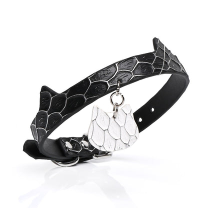 BDSM Handcrafted Genuine Leather Cat Ear Collar with Cat Tag