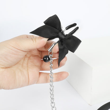 Breathable Mouth Gag with Ribbon Nipple Clamps 3.8cm/4.5cm/4.8cm