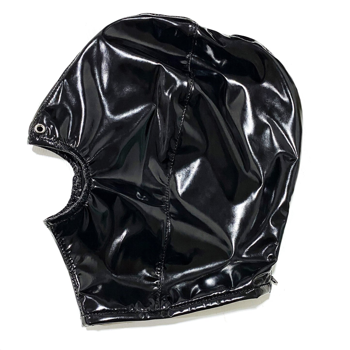 Patent Leather Bondage Hood Headgear Open Mouth Face Mask BDSM Slave Blindfold