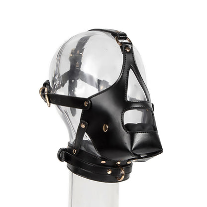 Pet-play Leather Muzzle with Silicone Gag and Leash