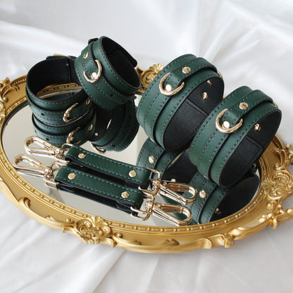 Pure Green Handcrafted Vegan PU Leather BDSM Bondage Set 6-Piece