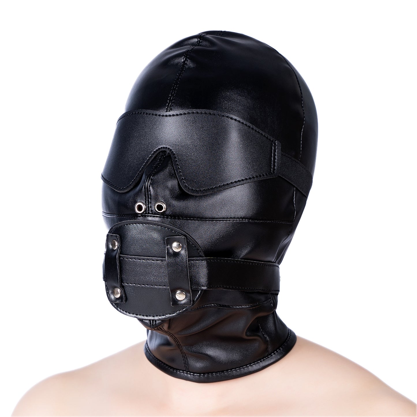 Total Lockdown Hood with Removable Blindfold and Gag