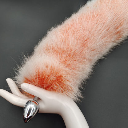 Detachable Elegant Fluffy Fox Tail Anal Butt Plug Orange & White