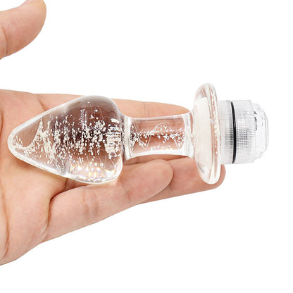 Vibrant LED Light Up Glass Butt Plug with Remote Control S/M/L