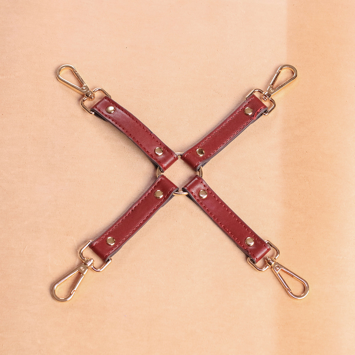 Burgundy Vegan Leather Bondage Set with Storege Bag 7-Piece