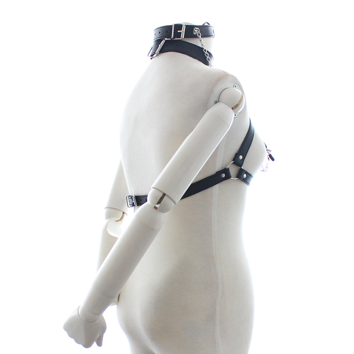 Open Bust Bondage Harness & Nipple Clamp Set with O-Ring Gag – 2-Piece Kit