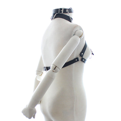 Open Bust Bondage Harness & Nipple Clamp Set with O-Ring Gag – 2-Piece Kit
