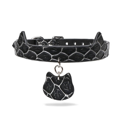 BDSM Handcrafted Genuine Leather Cat Ear Collar with Cat Tag