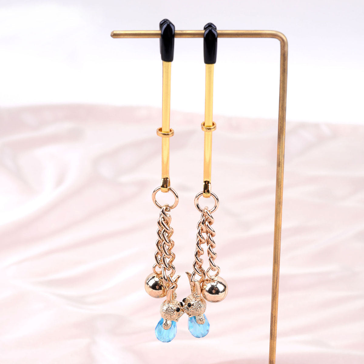 Crystal Bunny Pendant Tweezer Nipple Clamps