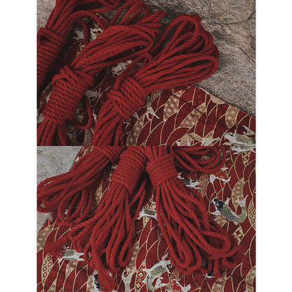 Handcrafed Japanese Natural Jute Shibari Bondage Rope Red