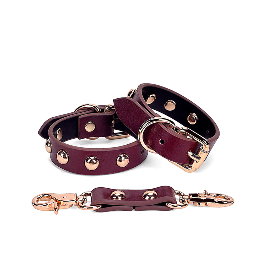 Luxury Burgundy Vegan Leather Bondage Kit 12 Piece