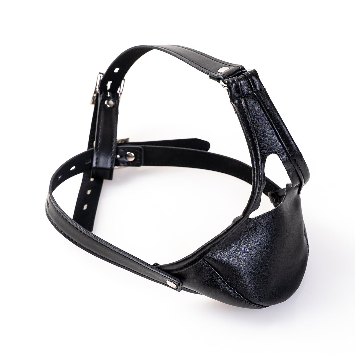 Deep Throat Fetish Hood: Vegan Leather Dildo Gag Mask