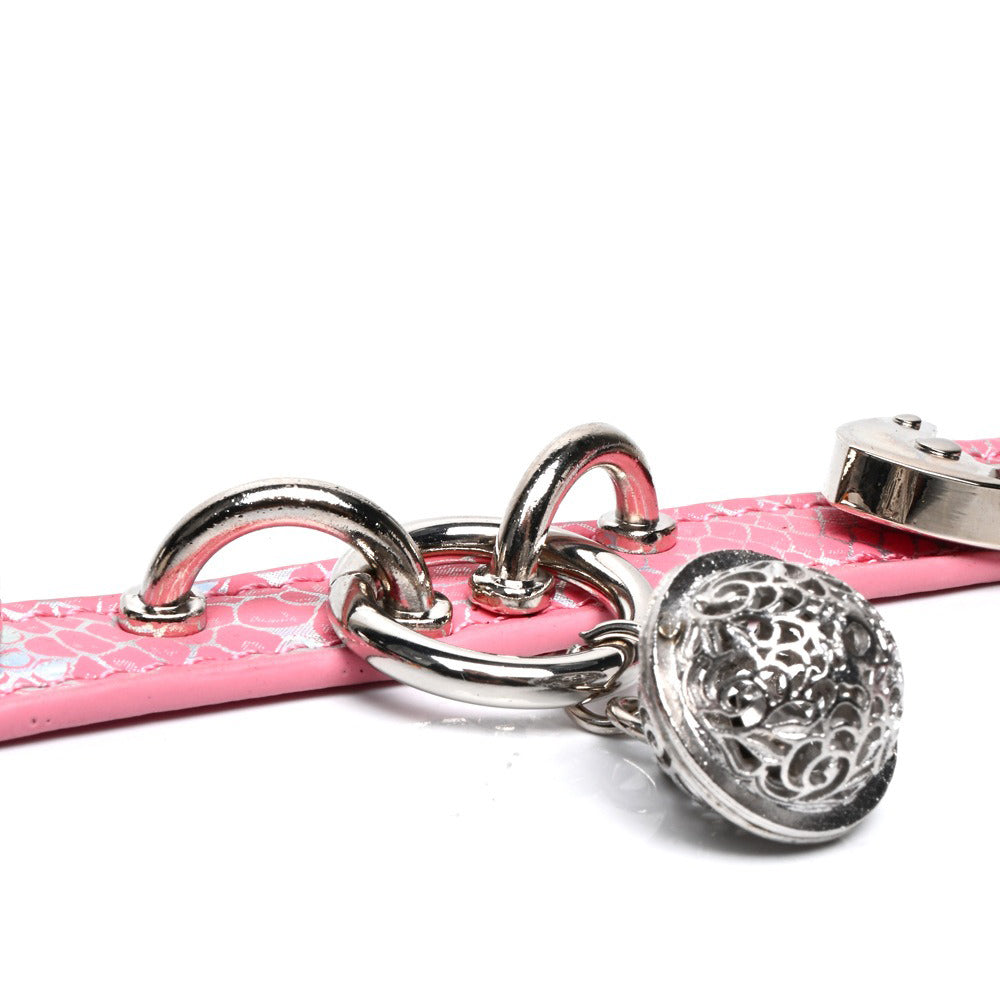 Triple Ring BDSM Collar with Sweet Bell Pink/Black