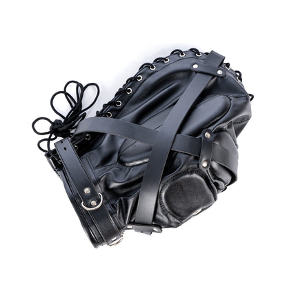 BDSM Fetish Full Head Restraint Slave Cushion Mask - Black/Red