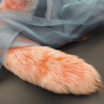 Detachable Elegant Fluffy Fox Tail Anal Butt Plug Orange & White