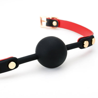 Leather Strap Silicone Ball Gag without Holes