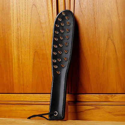 Black PU Leather Spiked Spanking Paddle