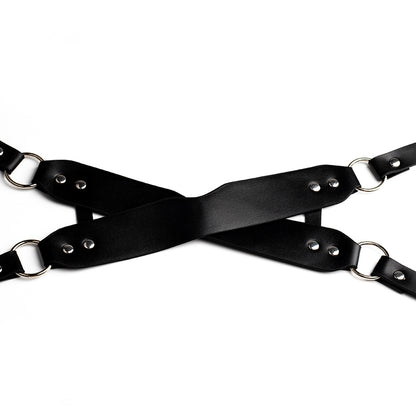 Vegan Leather Cross Strap Bondage Blindfold Black/Red/White