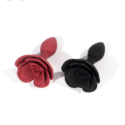 Lovely Open Rose Silicone Butt Plug Red/Black