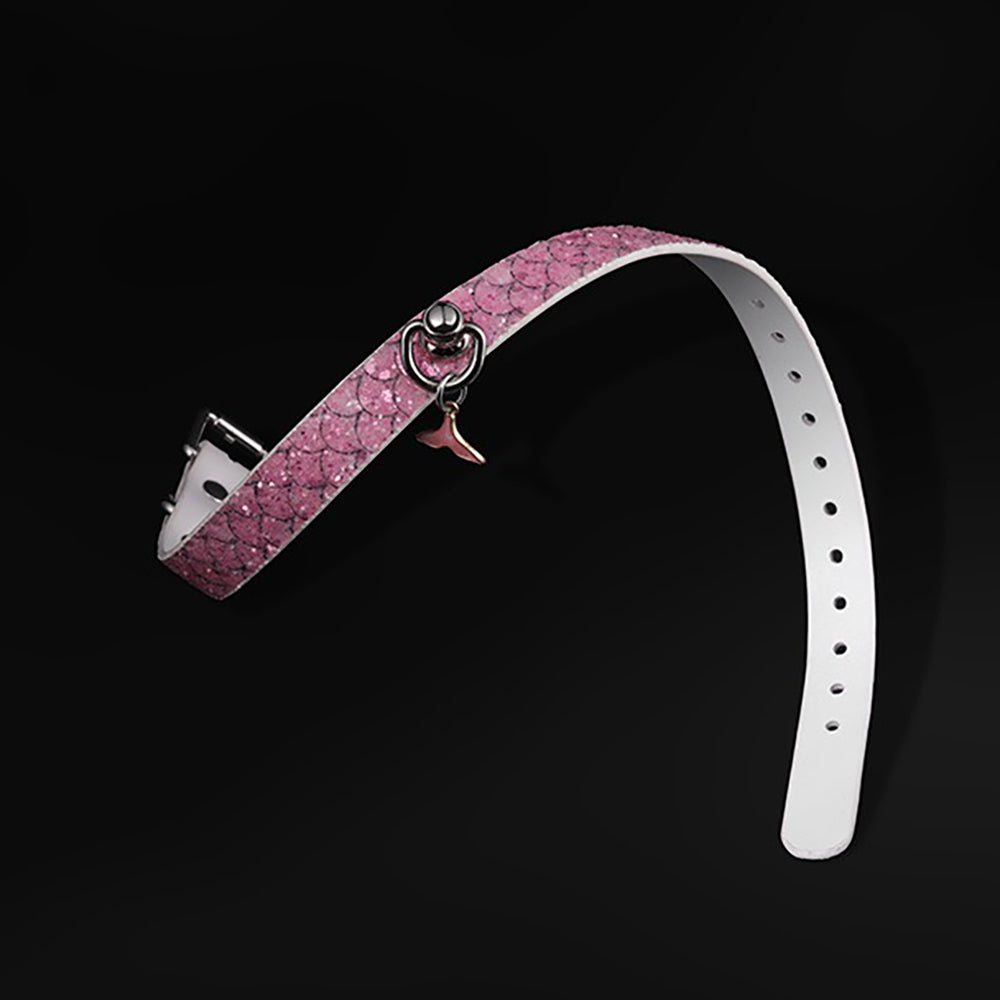 Luxury Mermaid Glow Genuine Leather BDSM Collar with Leash Pink