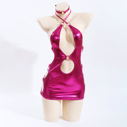 Sato Kuki Ntr Kanolo Mizuki Cosplay Glossy Purple Mini Dress【Waimengshe】