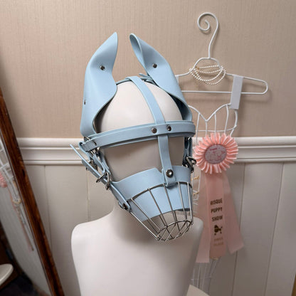 Human Muzzle Metal Pet Play with Metal Cage