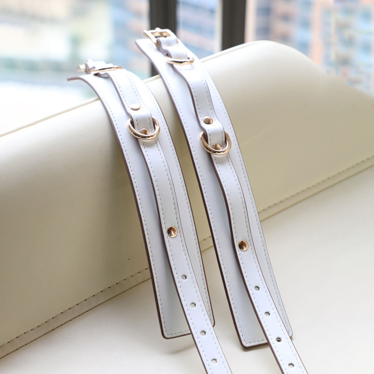 Elegant Pure White Vegan Leather Bondage Set 6-Piece