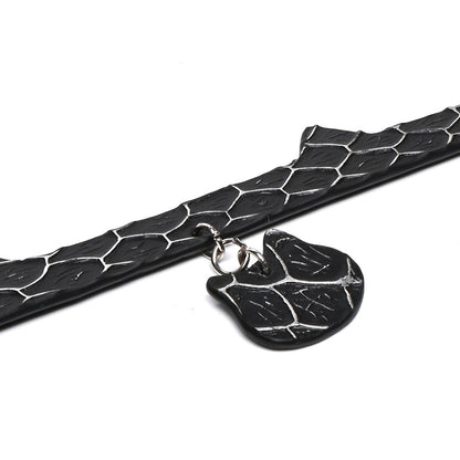BDSM Handcrafted Genuine Leather Cat Ear Collar with Cat Tag