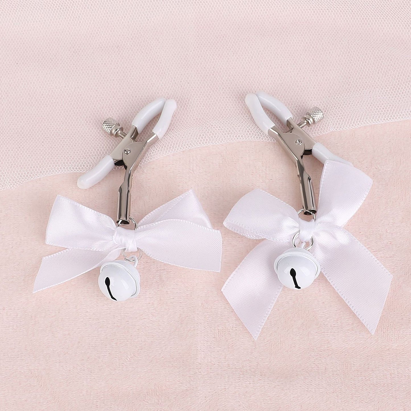 Super Cute Bow & Bell Nipple Clamps Pink/Black/Red/White