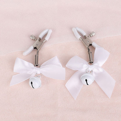 Super Cute Bow & Bell Nipple Clamps Pink/Black/Red/White