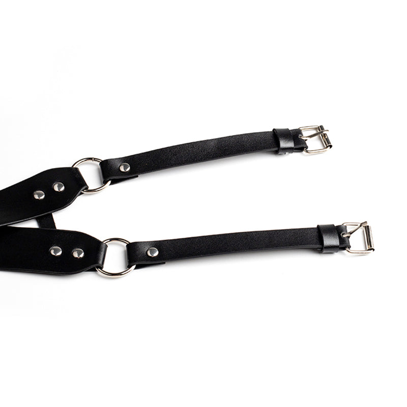 Vegan Leather Cross Strap Bondage Blindfold Black/Red/White