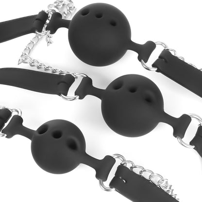 Breathable Mouth Gag with Ribbon Nipple Clamps 3.8cm/4.5cm/4.8cm