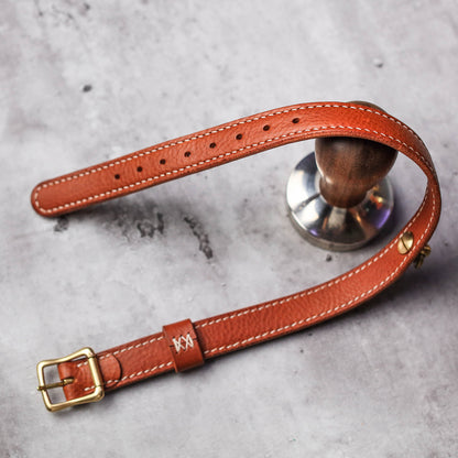 Italian M-Box Vegetable-Tanned Leather Collar/Choker with Leash