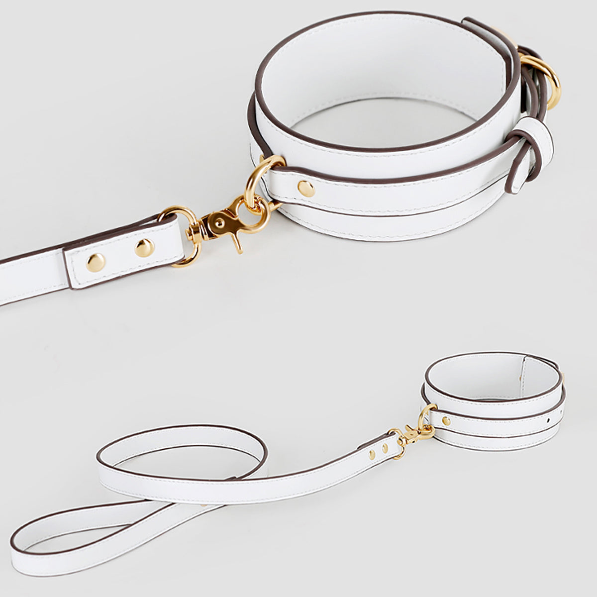 Elegant Pure White Vegan Leather Bondage Set 6-Piece