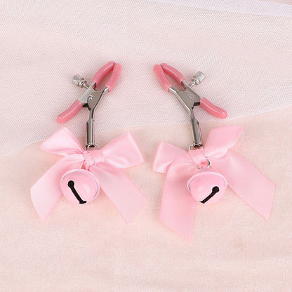 Super Cute Bow & Bell Nipple Clamps Pink/Black/Red/White