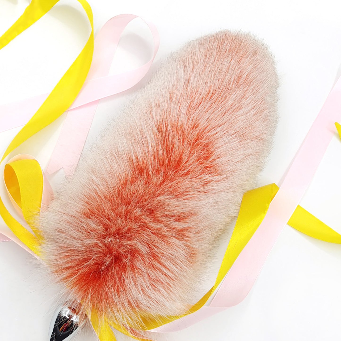 Detachable Elegant Fluffy Fox Tail Anal Butt Plug Orange & White