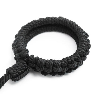 Shibari Cotton Rope Collar with Leash Black