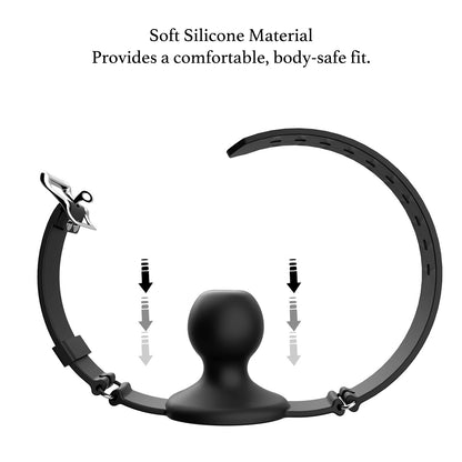 Adjustable Forced Opening-mouth Silicone Gag with Breathing Hole
