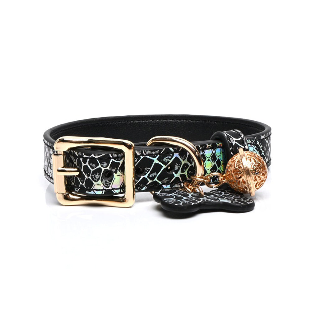 Seductive Dog Bone Charm BDSM Collar with Bell & Leash Pink/Black