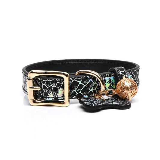 Seductive Dog Bone Charm BDSM Collar with Bell & Leash Pink/Black