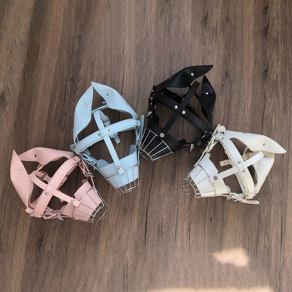 Human Muzzle Metal Pet Play with Metal Cage